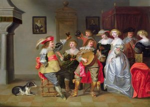 Una Compañía Elegante Divirtiéndose en un Interior de Christoffel Jacobsz van der Lamen